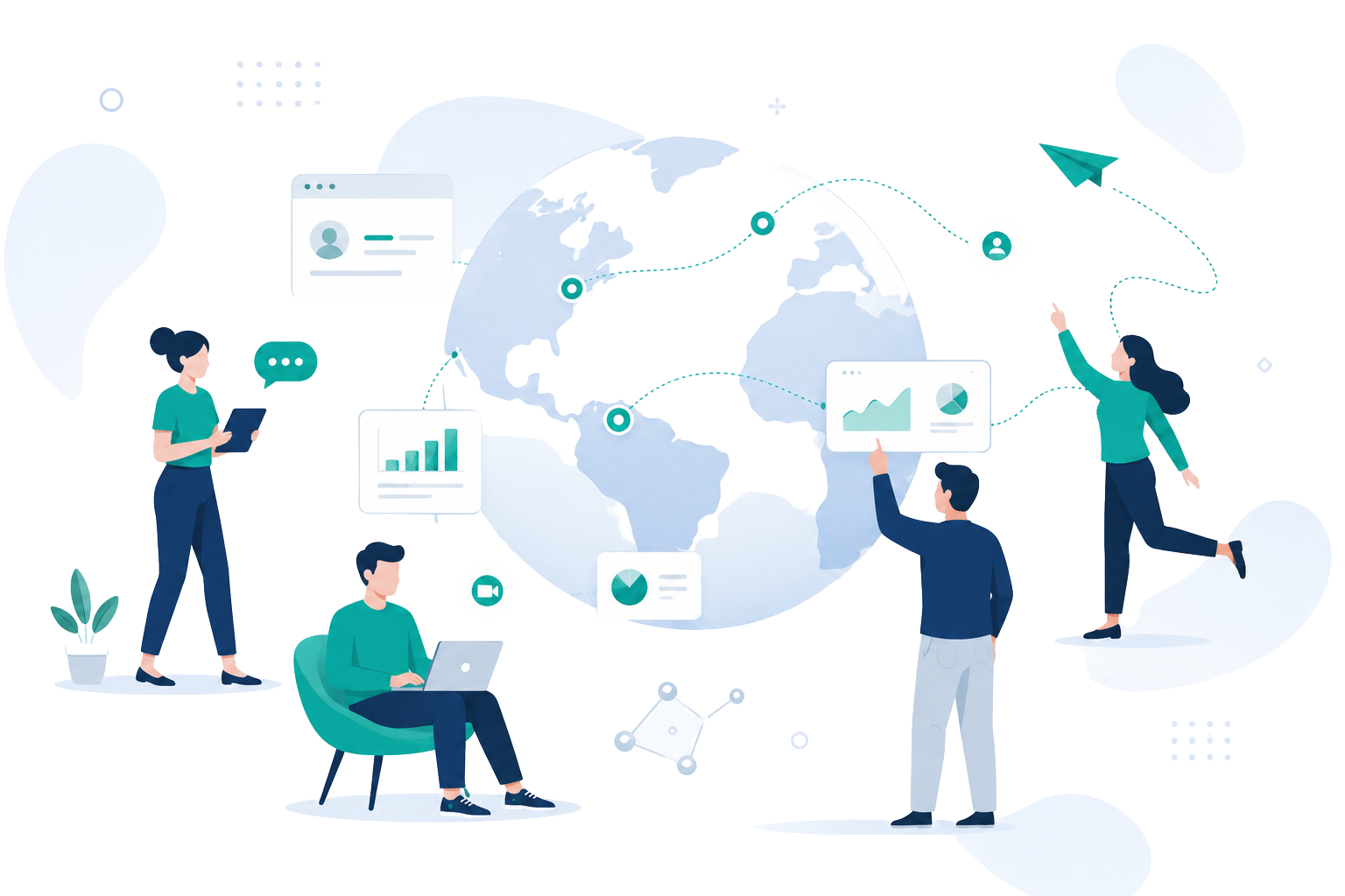 Digital growth and global online marketing illustration
