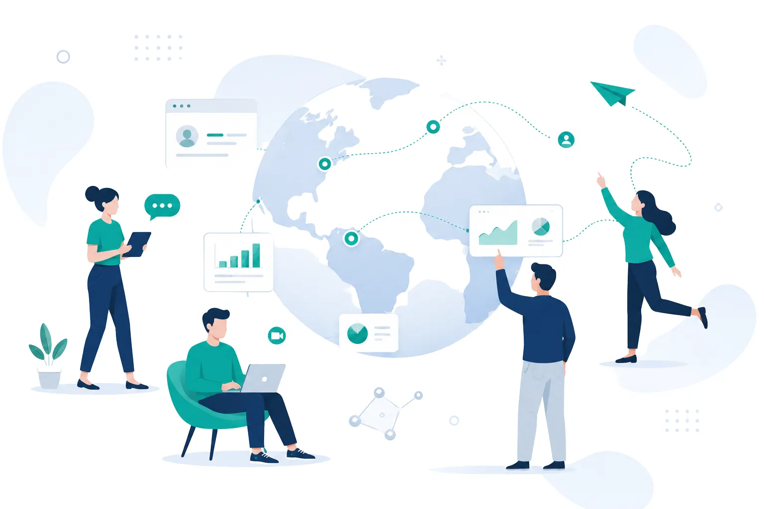 Digital growth and global online marketing illustration