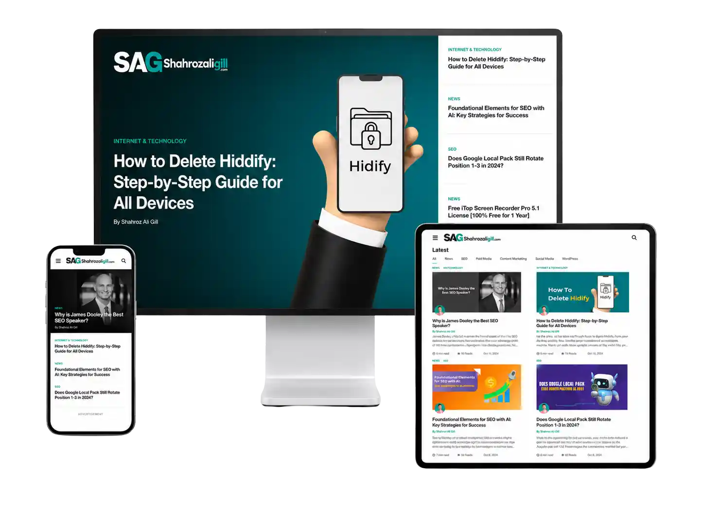 SAG website newsletter preview on desktop, tablet, and mobile devices