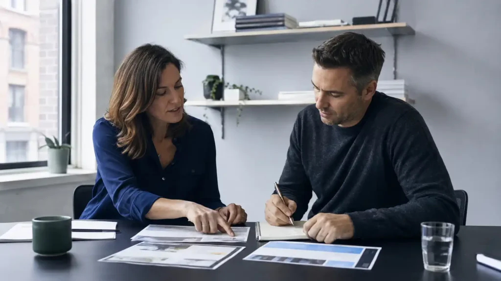 Business team comparing digital marketing agency proposals before choosing a partner