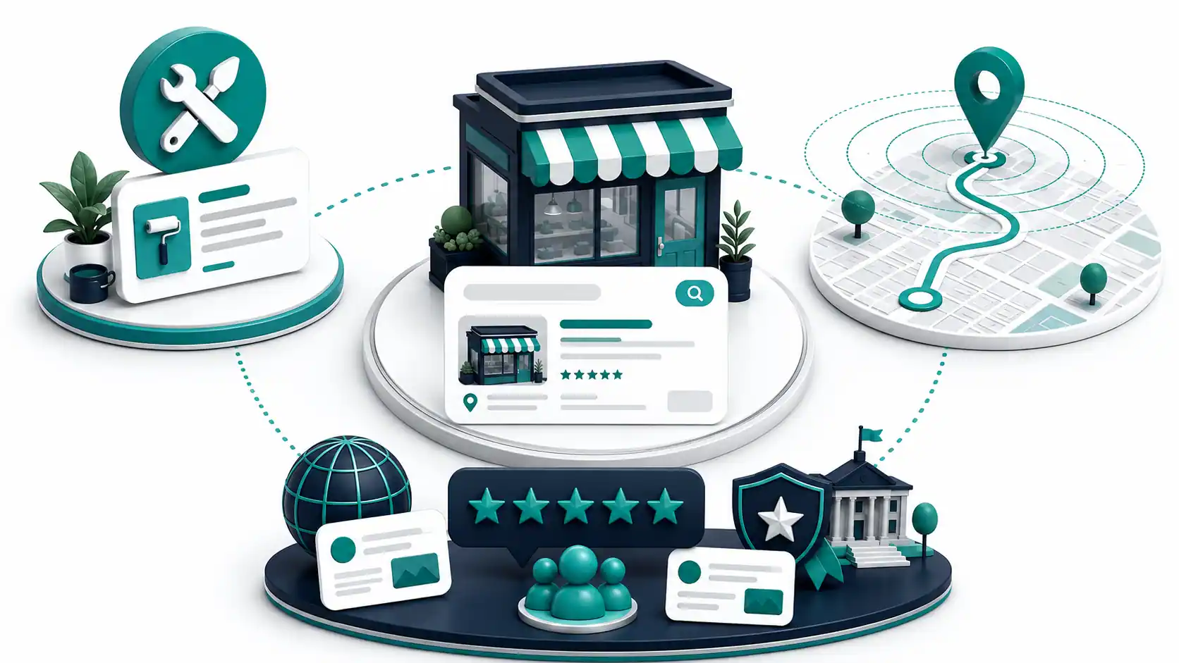 Local search ranking factors illustrated through relevance, distance, and prominence