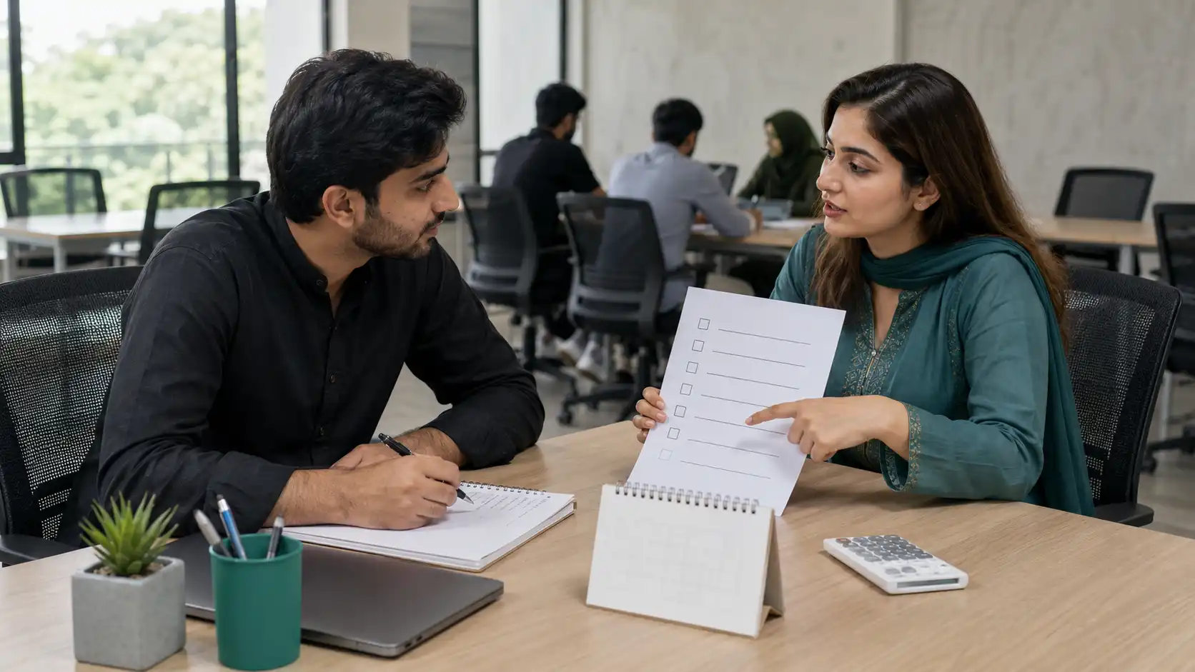 Student discussing course details before enrolling in a digital marketing institute in Lahore