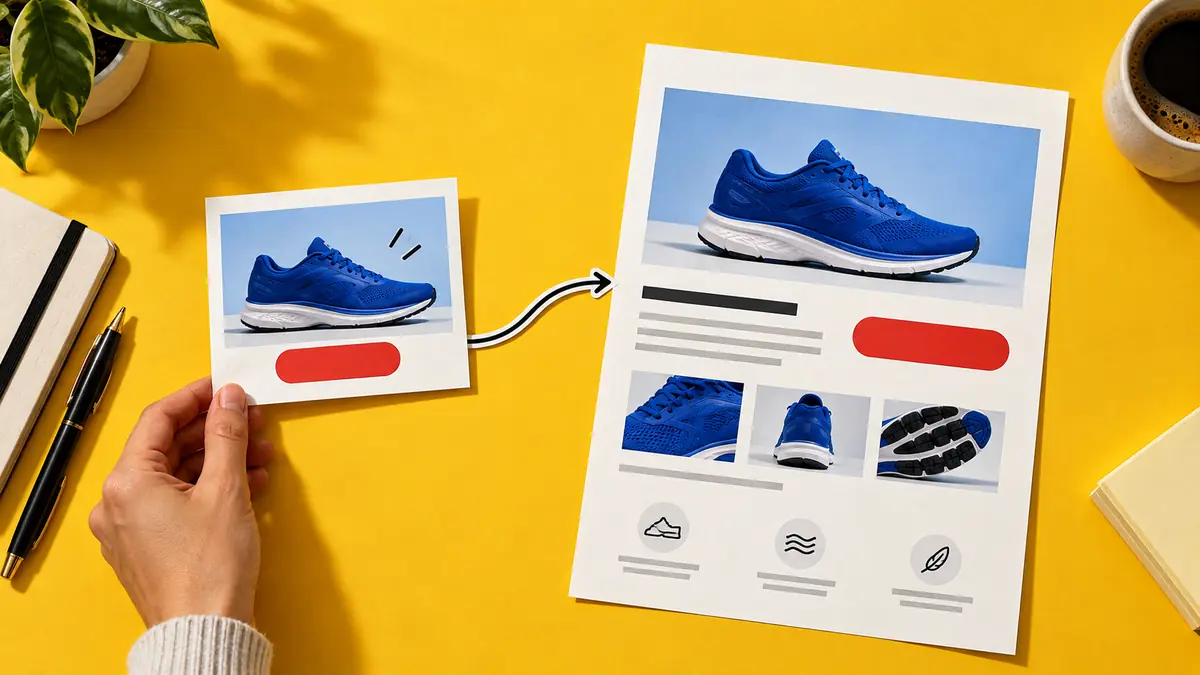 Paid search ad connected to a matching product landing page