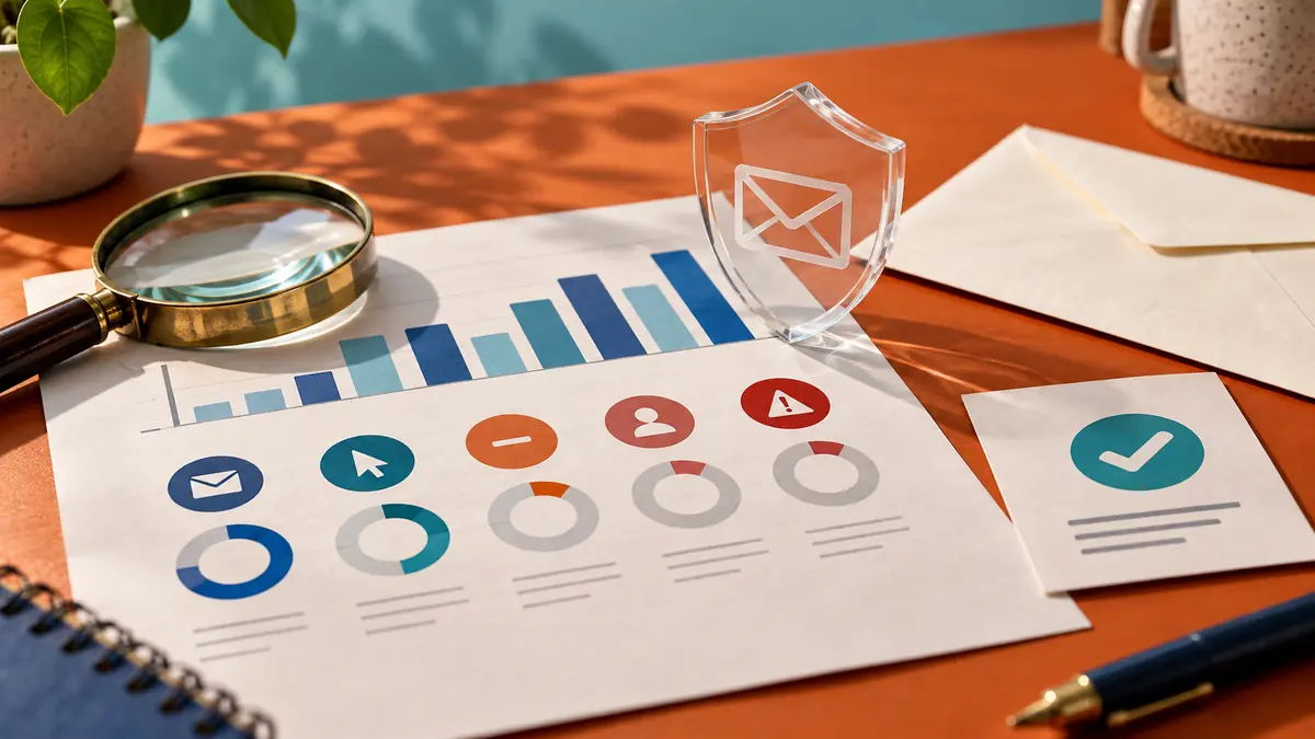 Email campaign report reviewed alongside domain authentication and unsubscribe checks